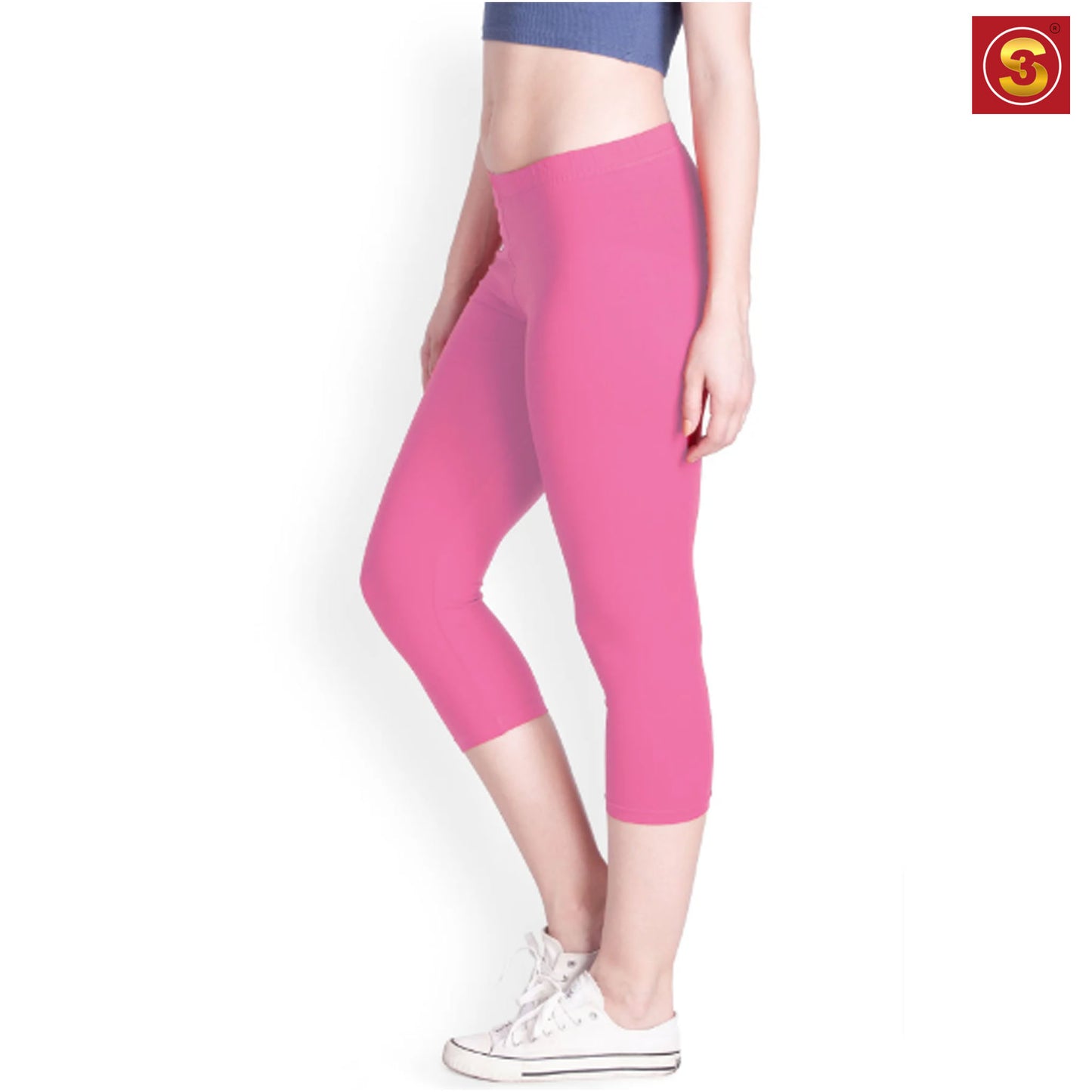 Dark Pink Capri Leggings(S3L00028)