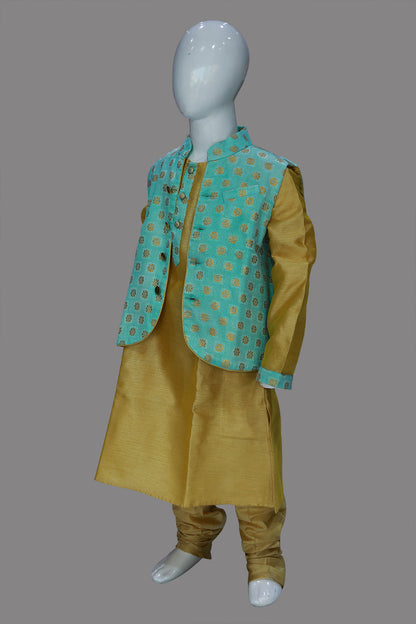 Mahendi Green Baby Boy Kurta Pyjama Set | S3KCJ1231