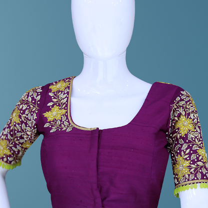 Purple maggam work blouse