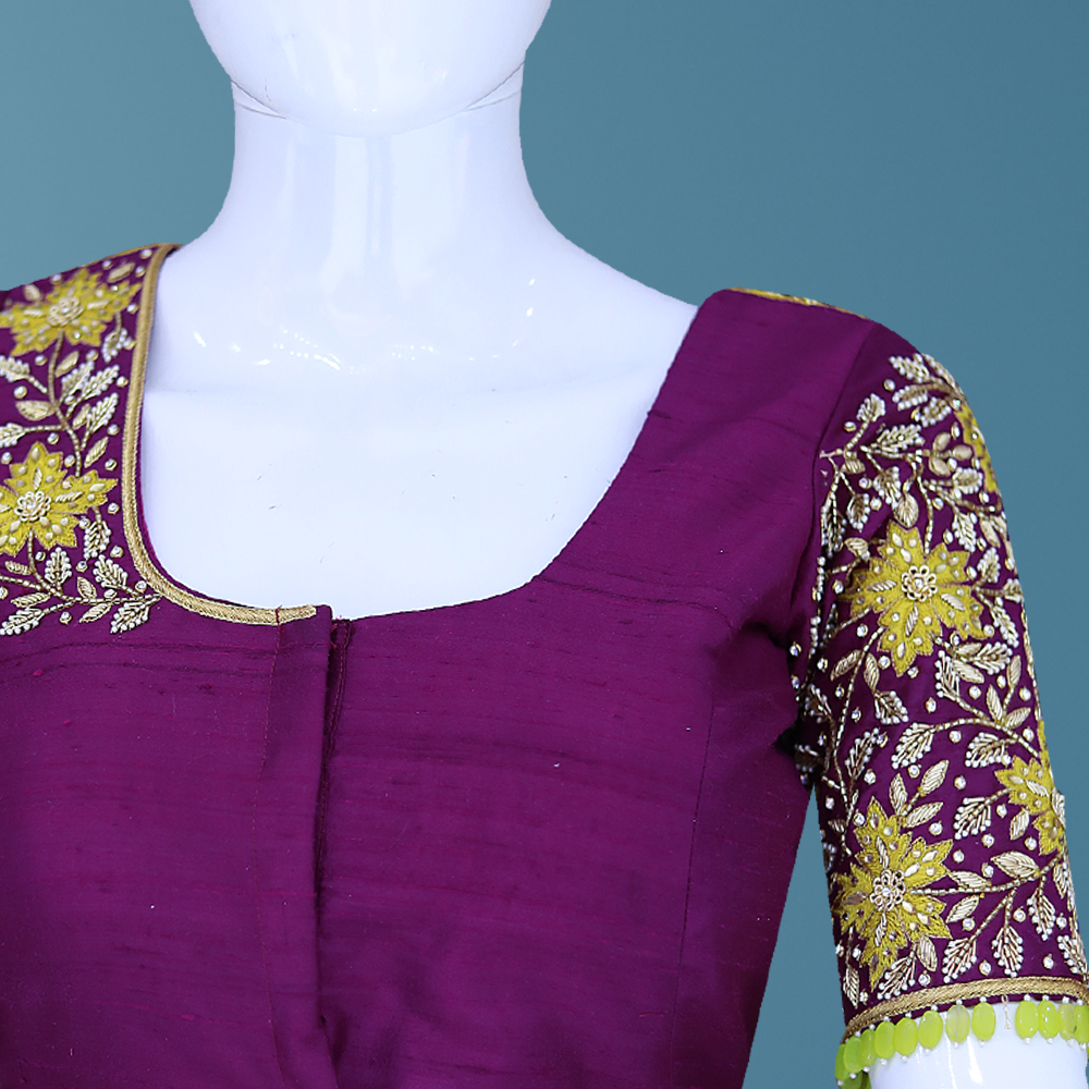 Purple maggam work blouse