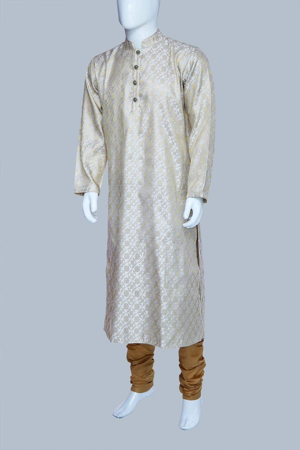 Cream Colored Banaras Kurta Pyjama Set | Cream Kurta Set