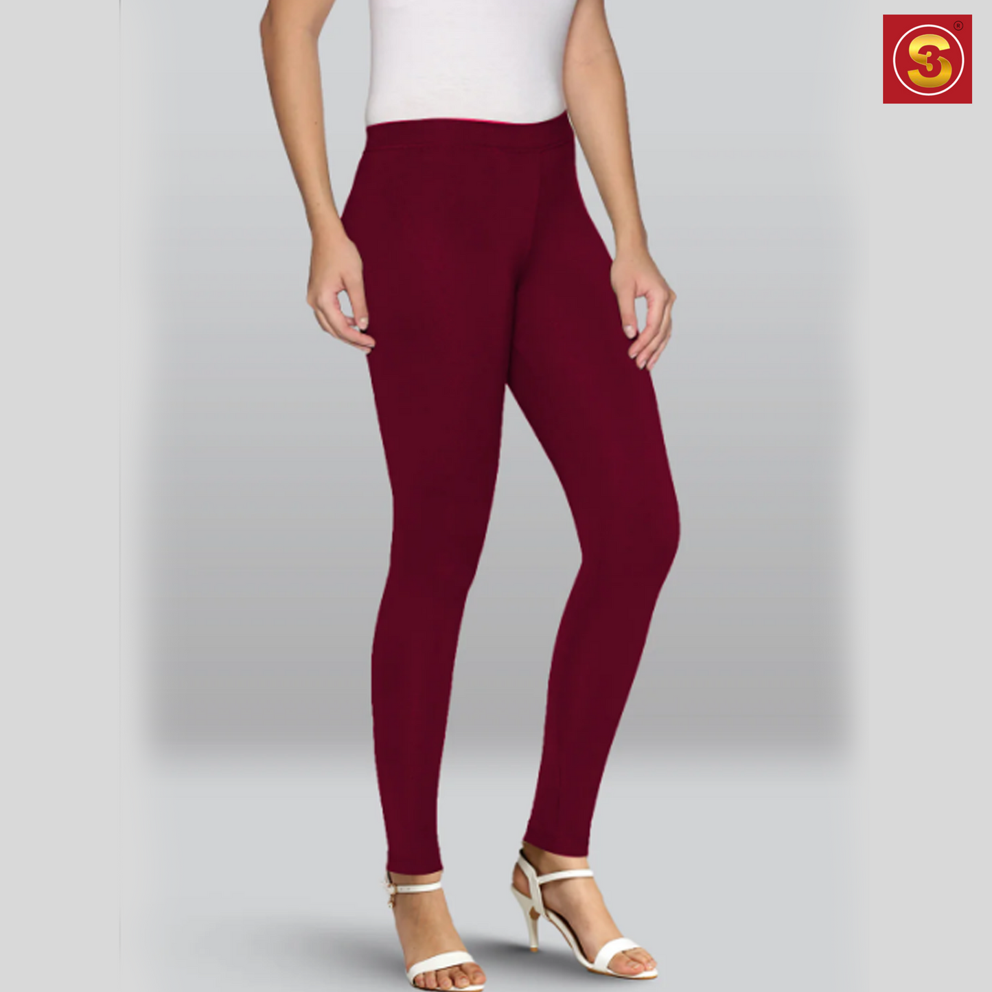 Lyra Maroon Ankle Length Leggings(S3L0010)