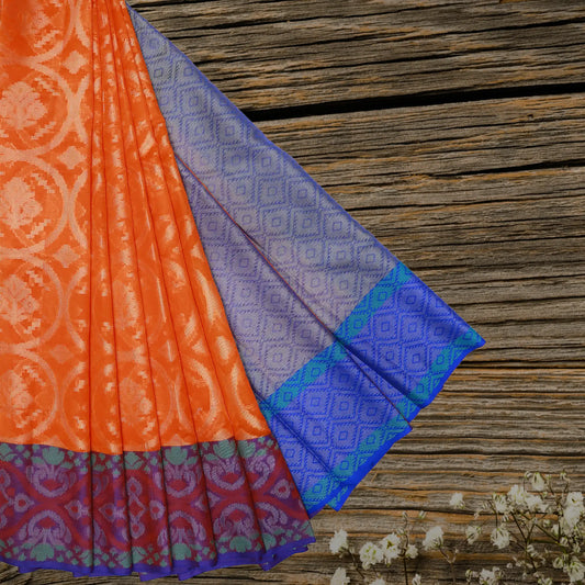 Orange and Blue Kota Silk Saree || Silk Saree