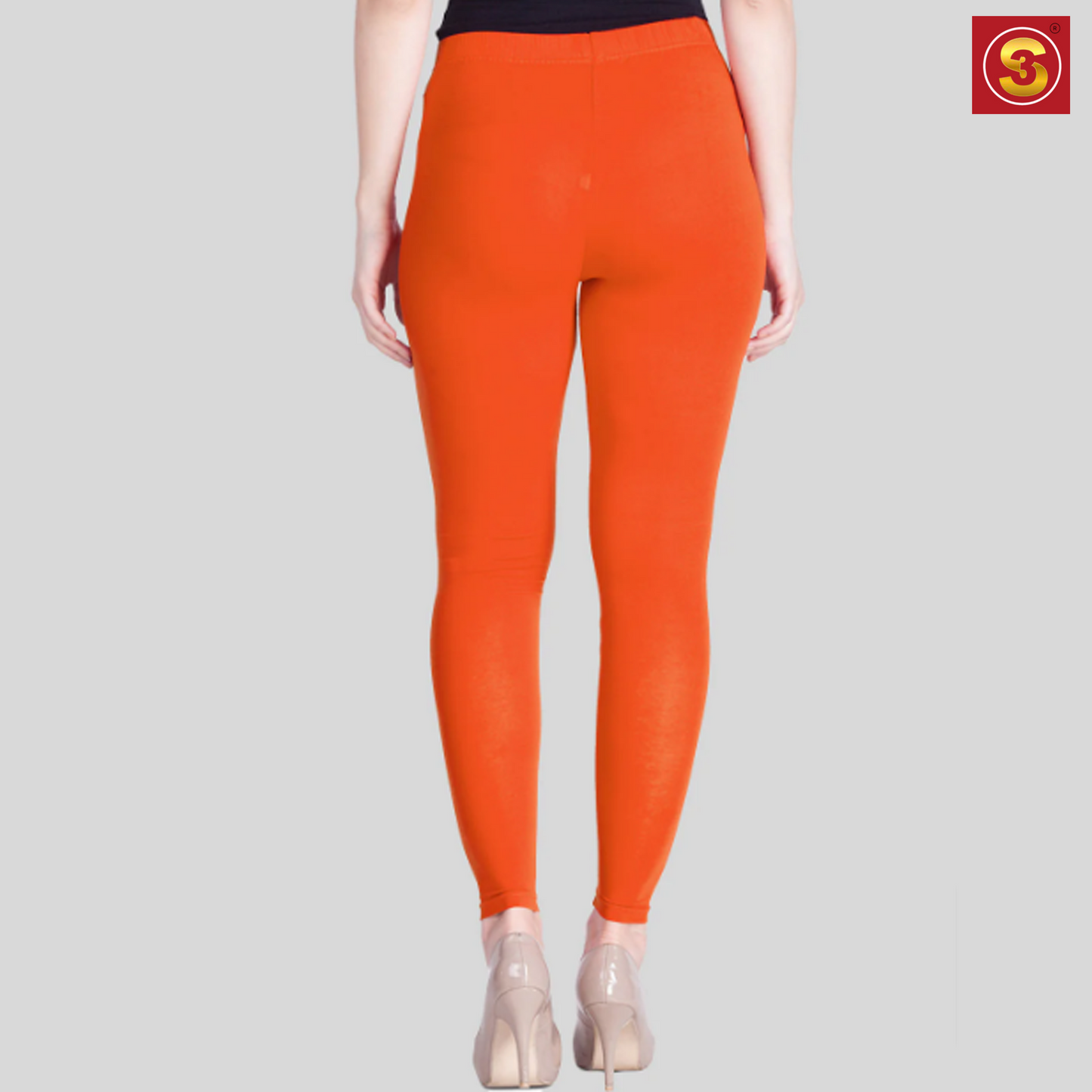 Lyra Orange Ankle Length Leggings(S3L0017)