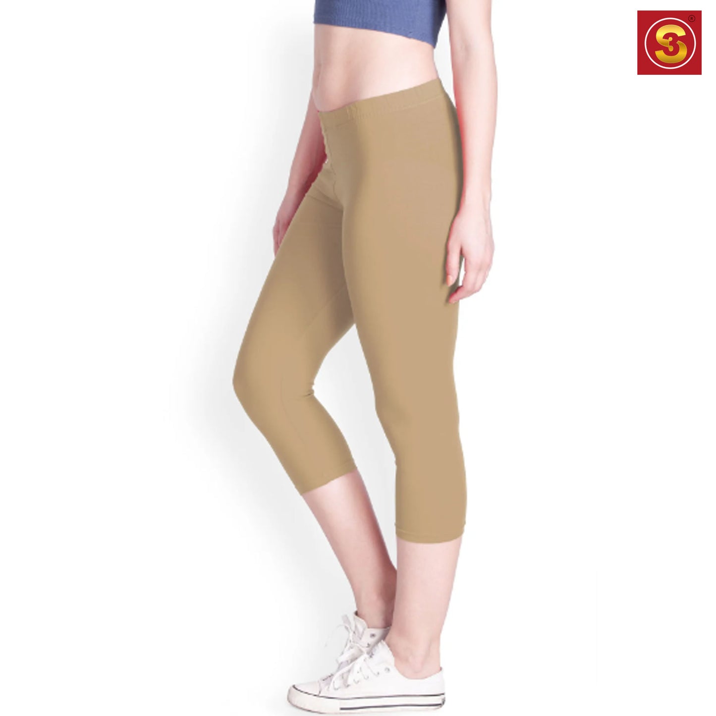 Beige Capri Leggings(S3L00033)