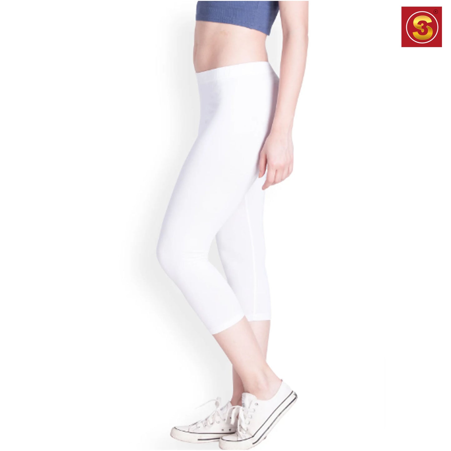 White Capri Leggings(S3L00027)