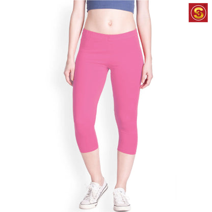 Dark Pink Capri Leggings(S3L00028)