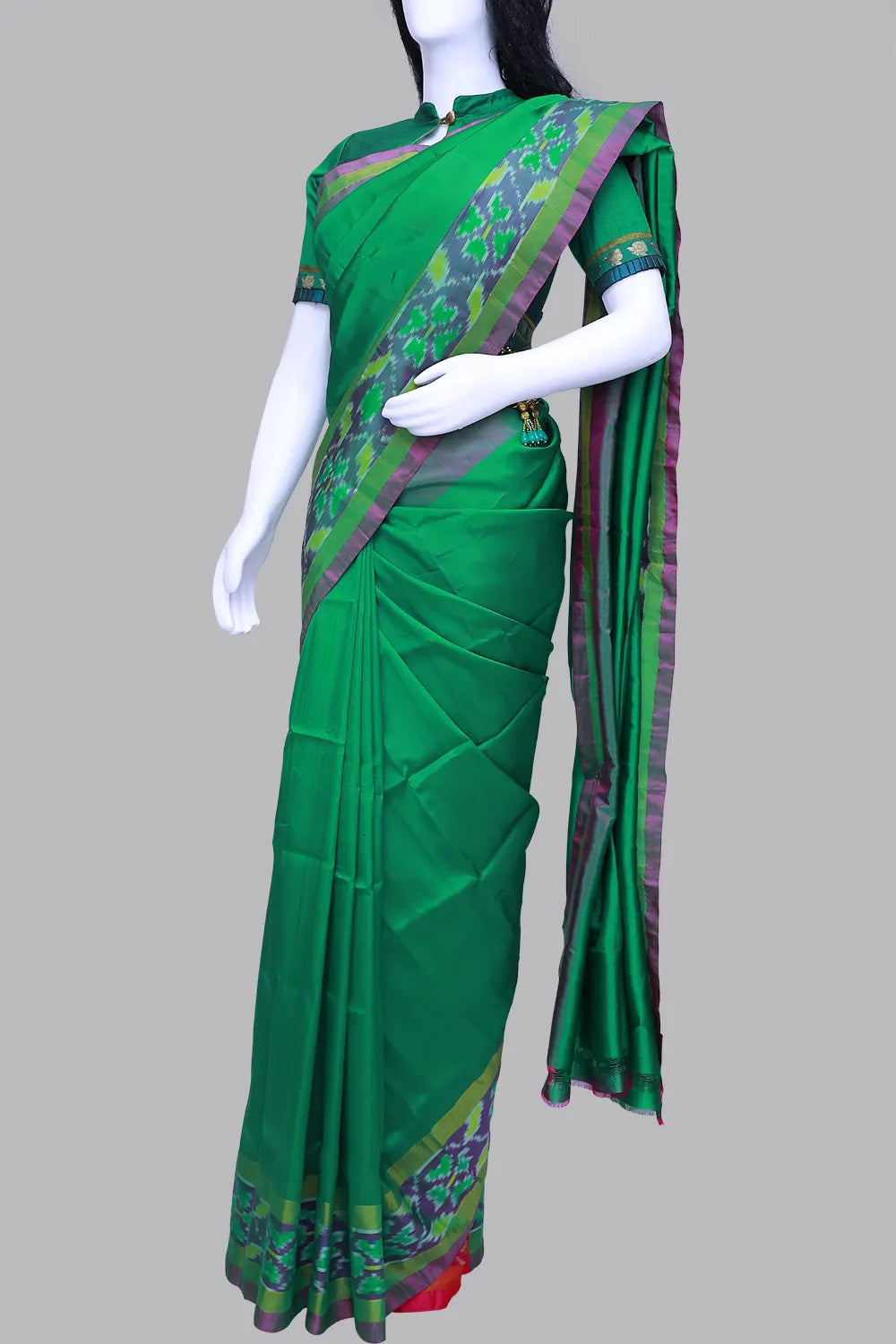 Green Ikkat Border Pattu Saree | Green Saree