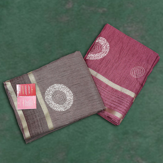 Brown dola silk sequence zari saree