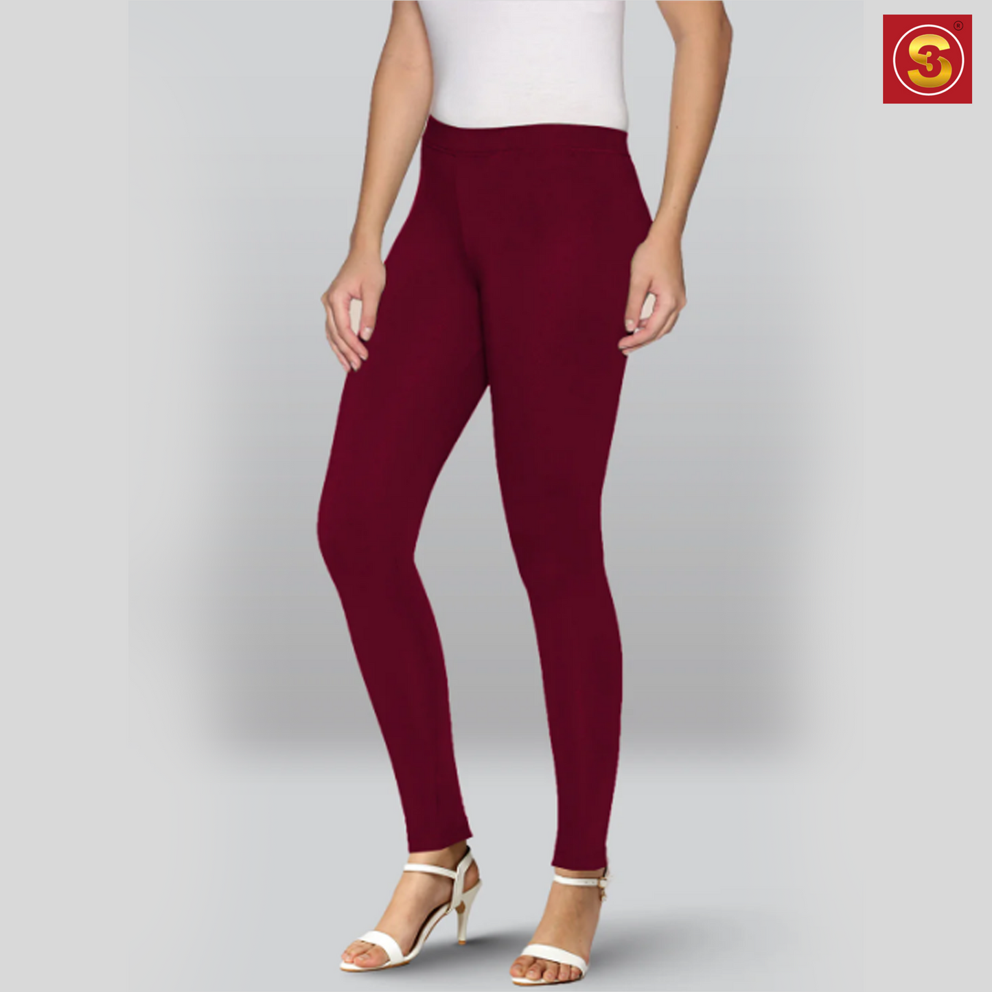 Lyra Maroon Ankle Length Leggings(S3L0010)