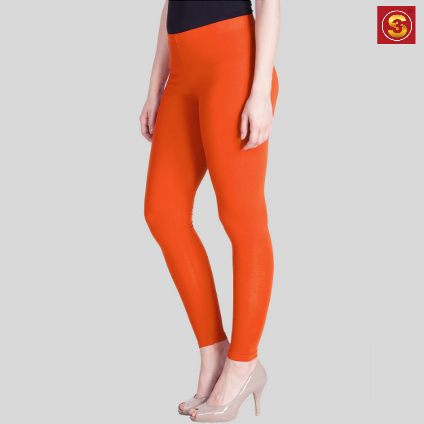 Lyra Orange Ankle Length Leggings(S3L0017)