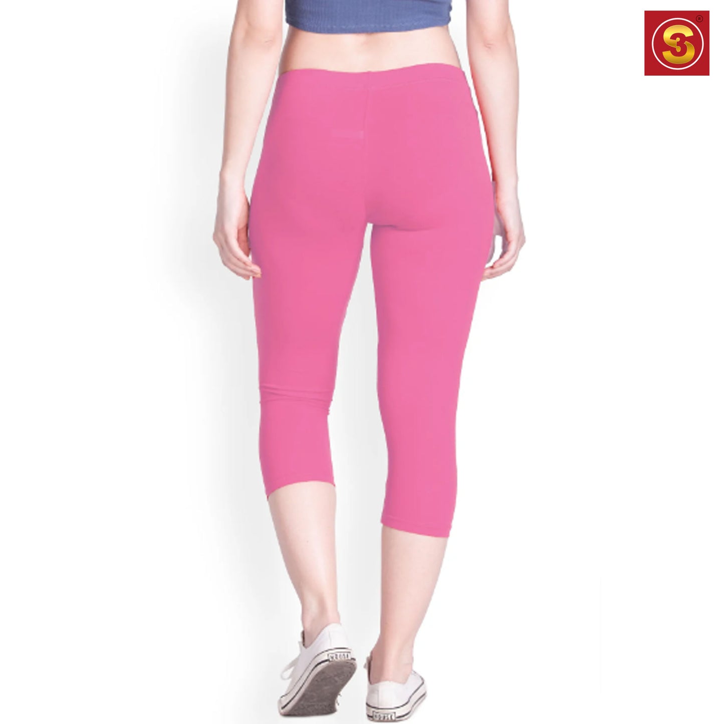 Dark Pink Capri Leggings(S3L00028)