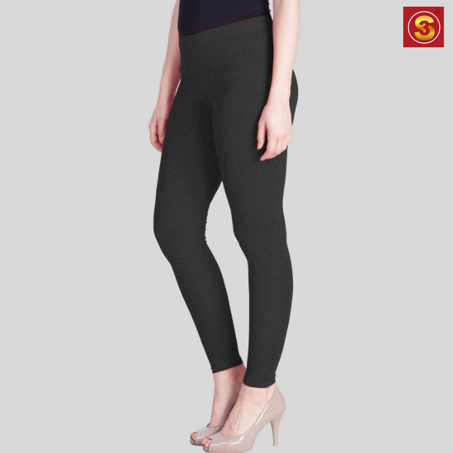 LYRA Black Ankle Length Leggings(S3L0002)