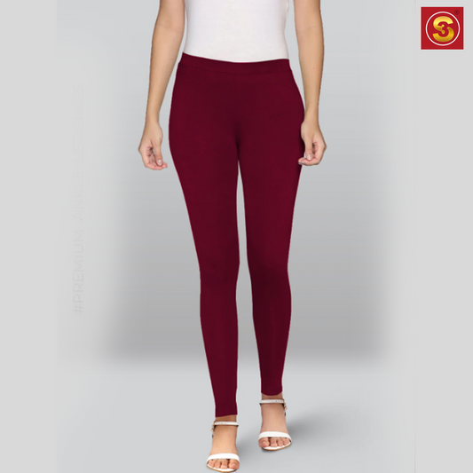 Lyra Maroon Ankle Length Leggings(S3L0010)