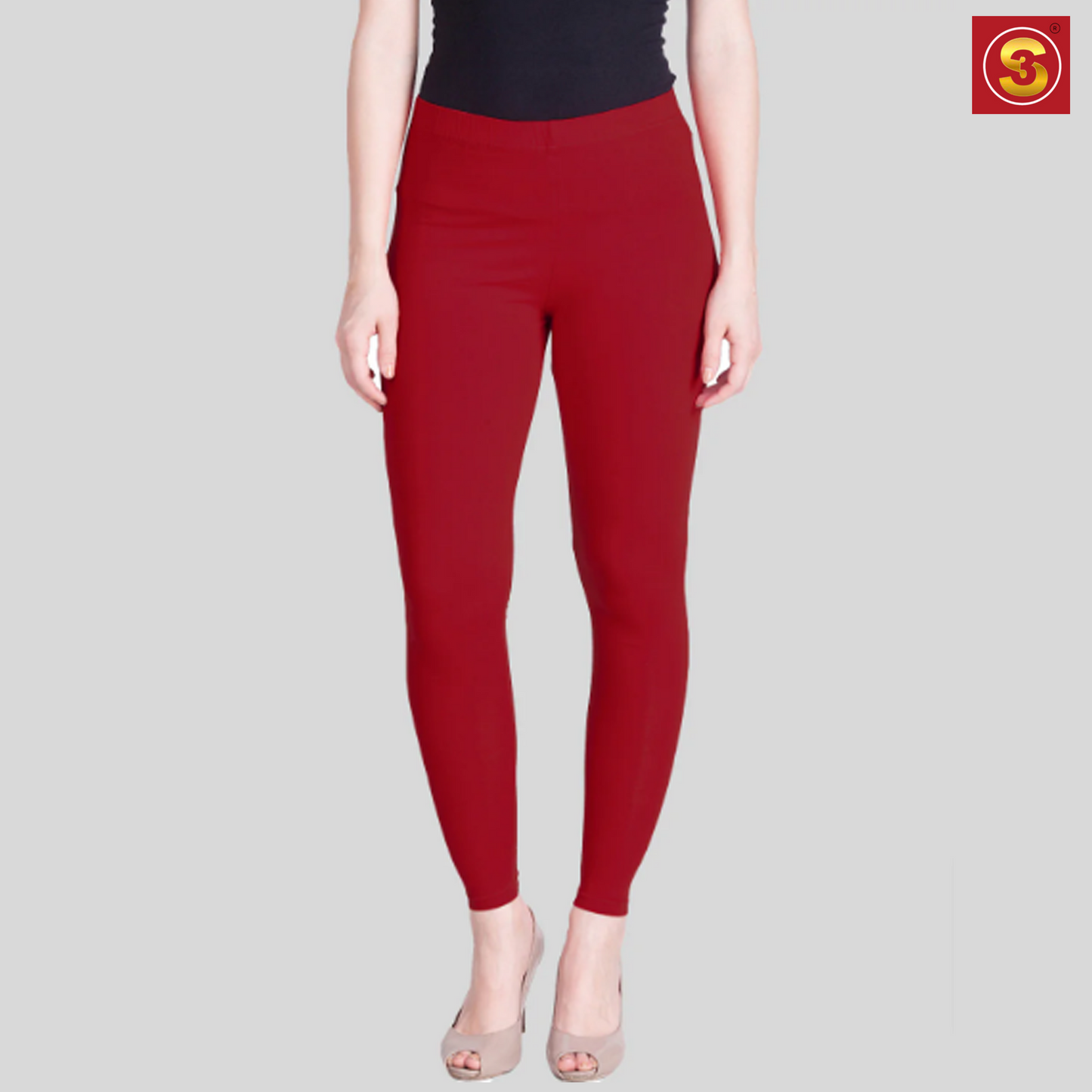 Lyra Red Ankle Length Leggings(S3L0004)