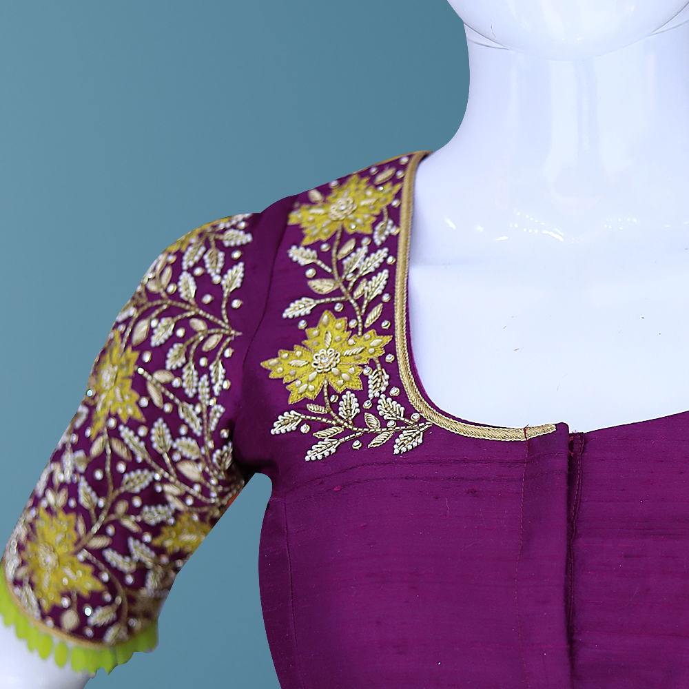 Purple maggam work blouse