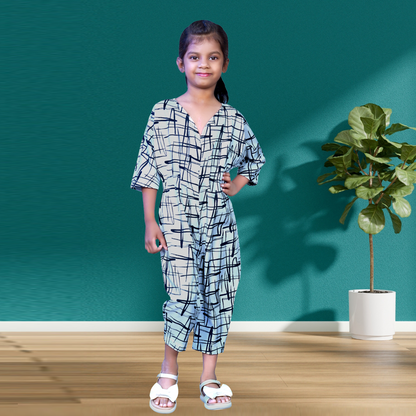 Kids Wear Relaxed Fit Crepe Digital Printed Jumpsuits