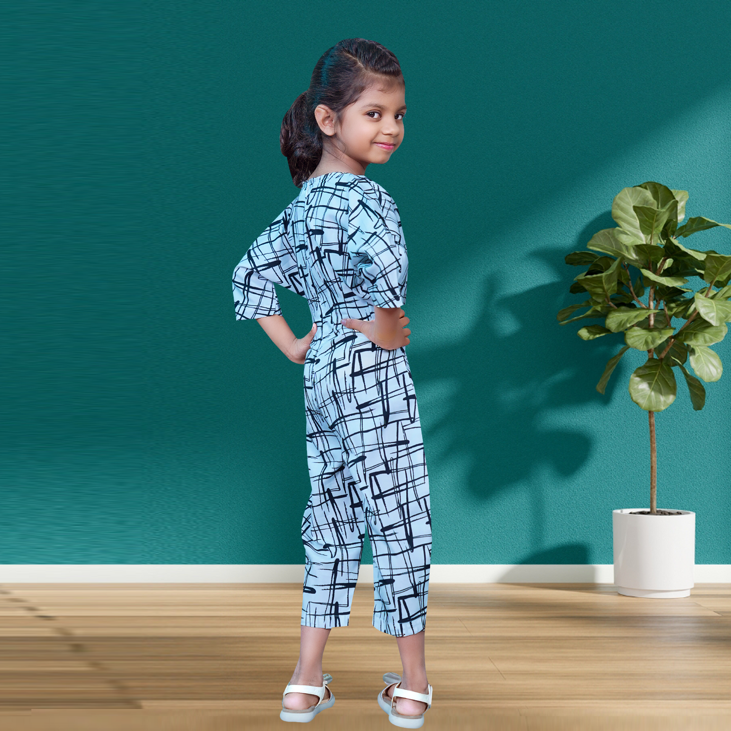 Kids Wear Relaxed Fit Crepe Digital Printed Jumpsuits