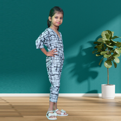 Kids Wear Relaxed Fit Crepe Digital Printed Jumpsuits