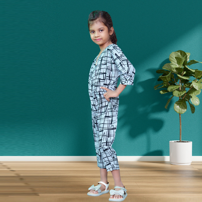 Kids Wear Relaxed Fit Crepe Digital Printed Jumpsuits