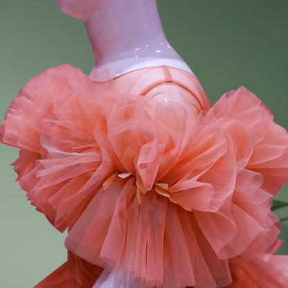 peach ruffled dress