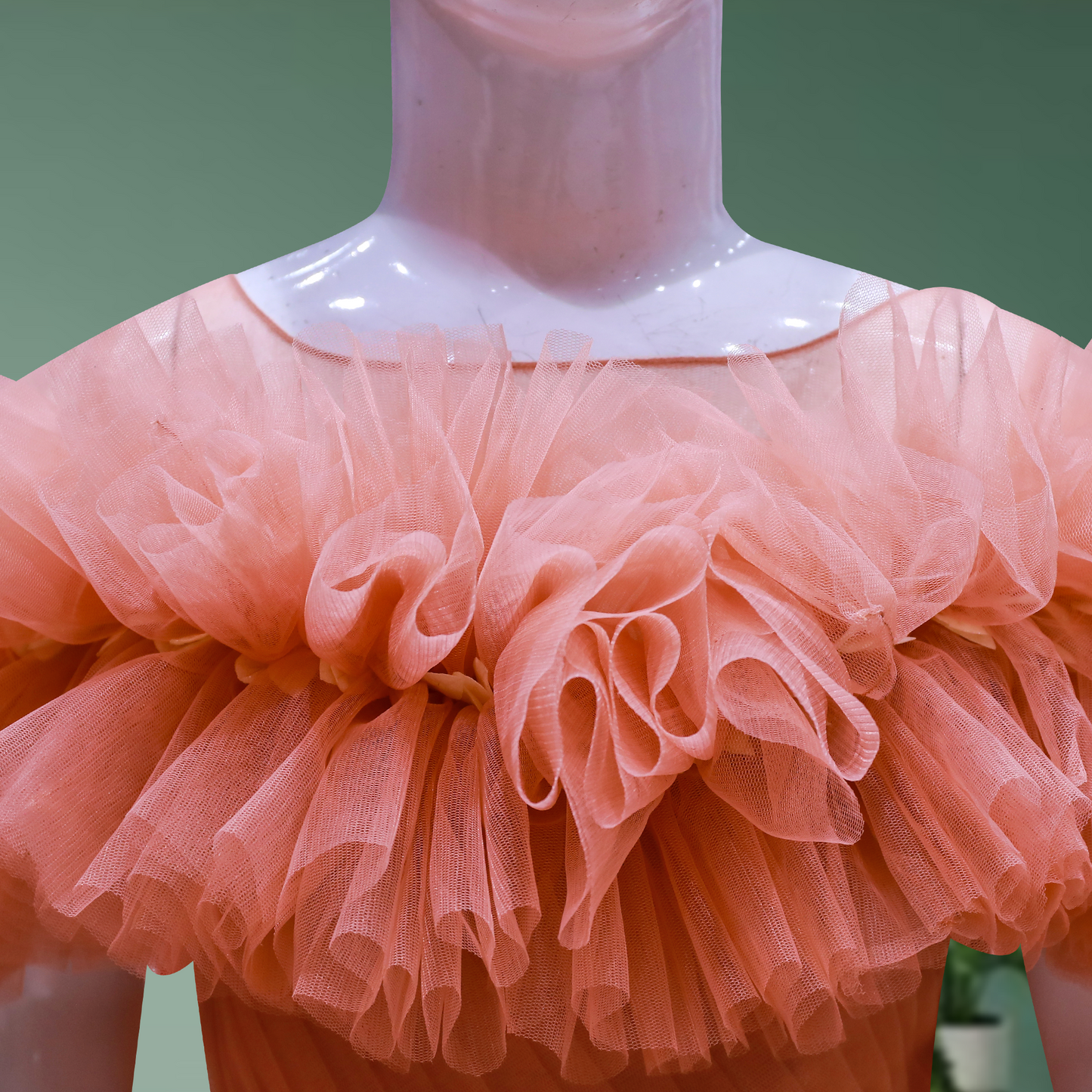 peach ruffled dress