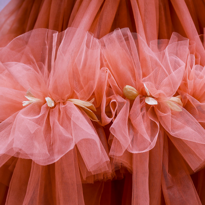 peach ruffled dress