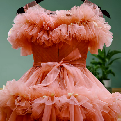 peach ruffled dress