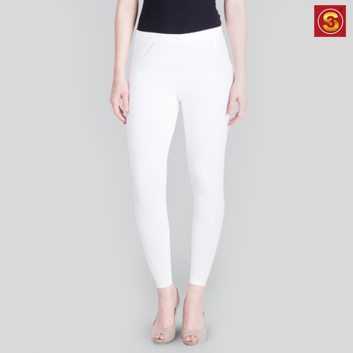 Lyra White Ankle Length Leggings(S3L0016)