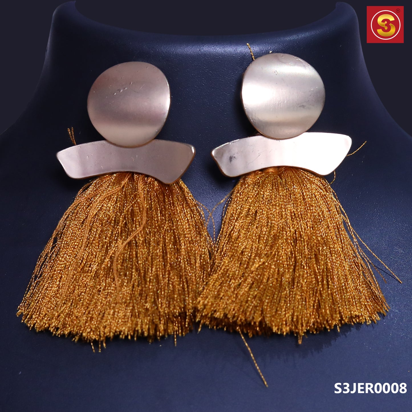 Fancy Brown Silk Thread Tassel EarRings (S3JER0008)