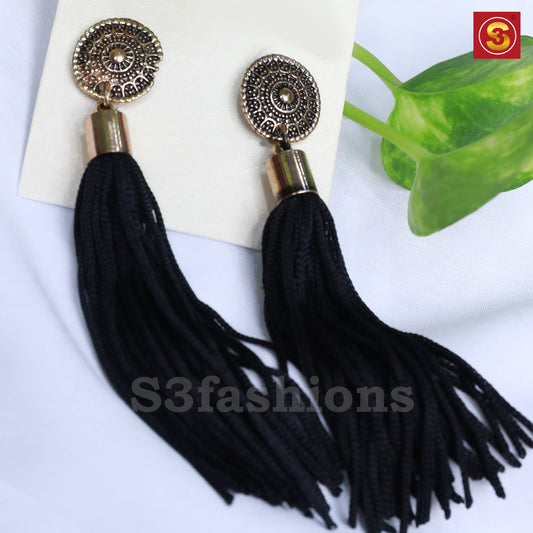 Studded droup Earringd with tassels