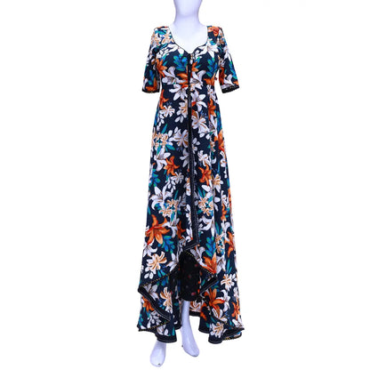 Charming Blossoms: Asymmetrical Dress with Alluring Floral Printed Lace Patch | Lace Patch