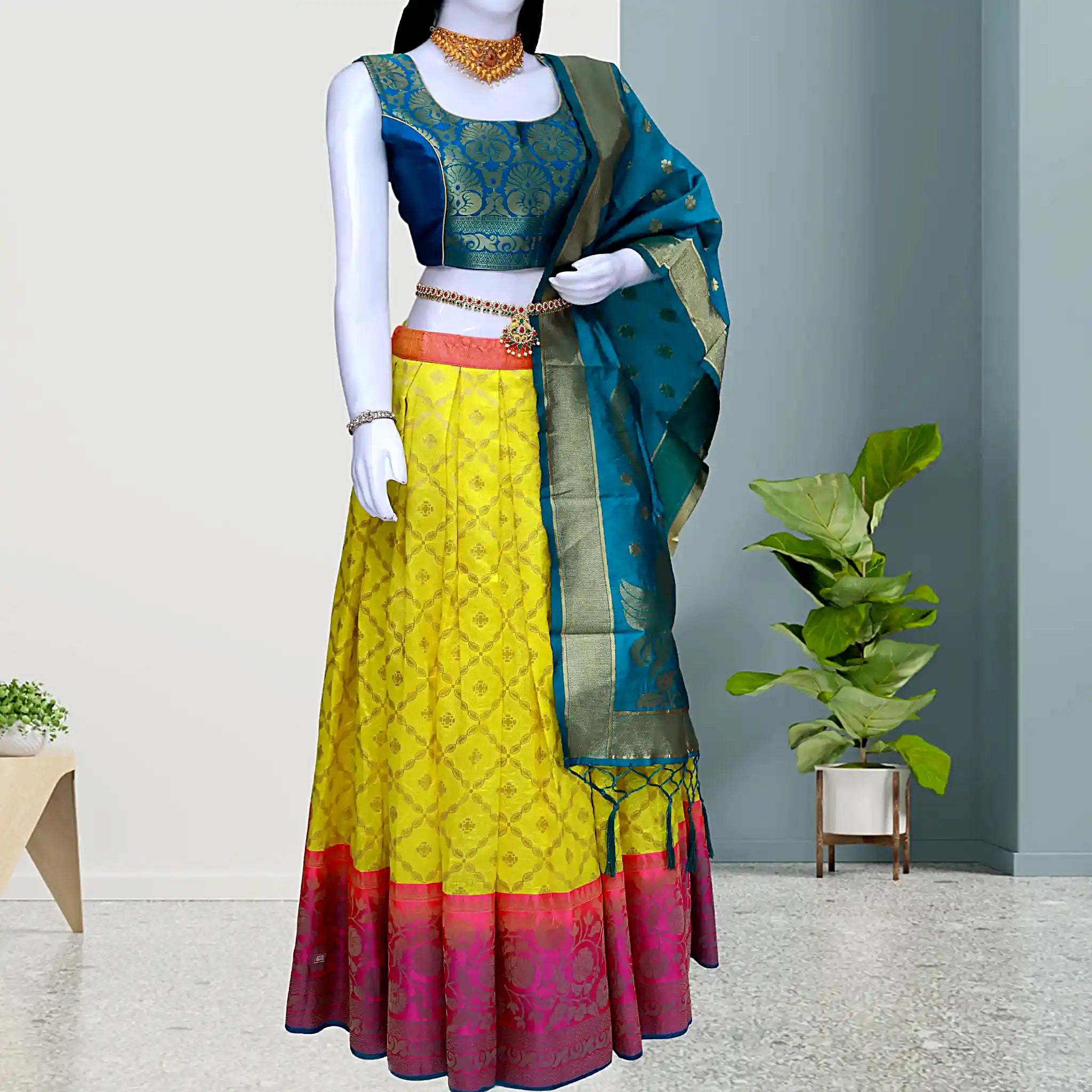 Banarasi silk Zari work Pattu Lehenga - HALFSAREE STUDIO - 4230853