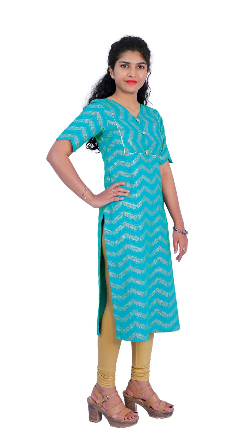 Women Printed Cotton Blend Straight Kurta | S3K320