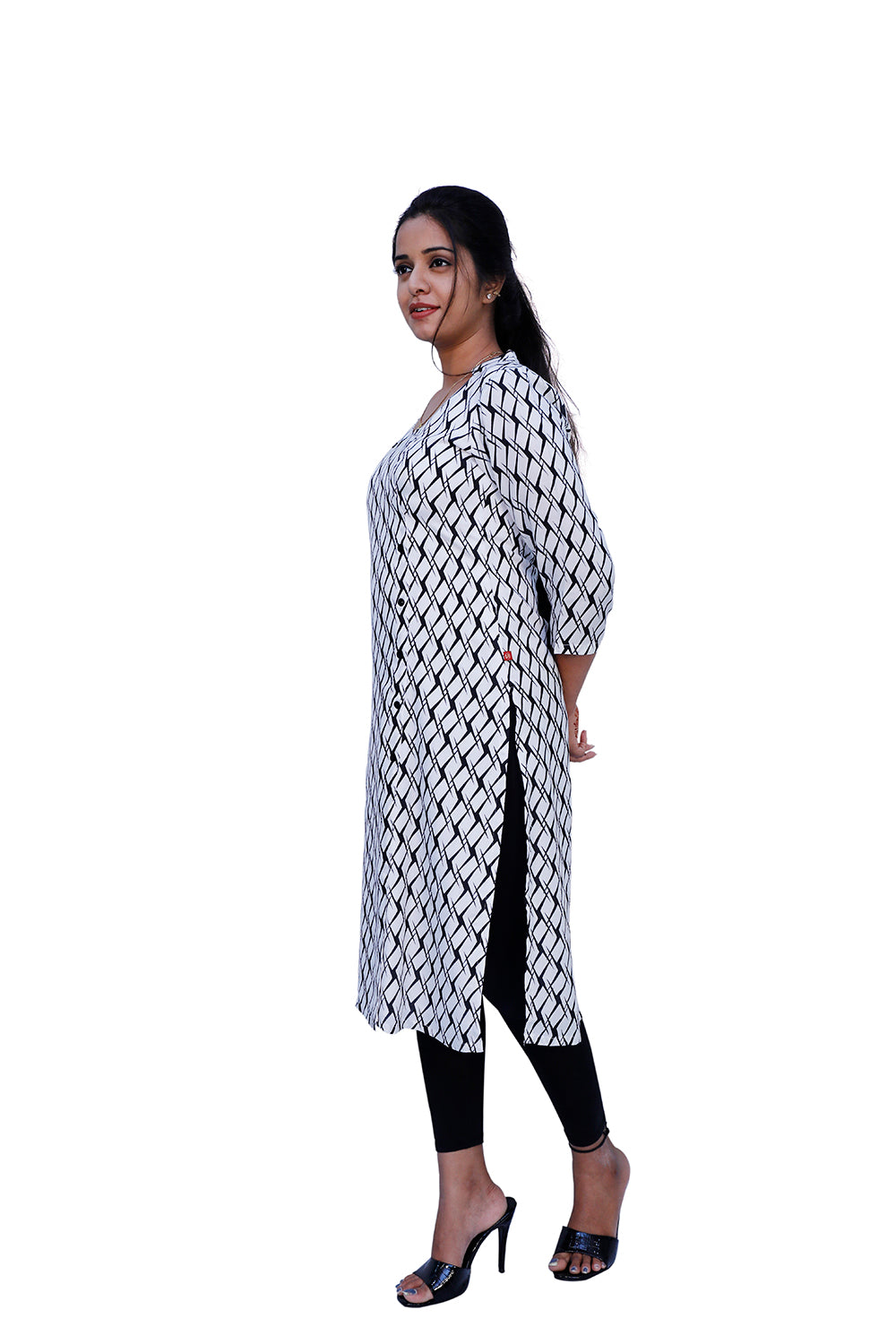 Women Printed Straight Kurta (white) | S3K389