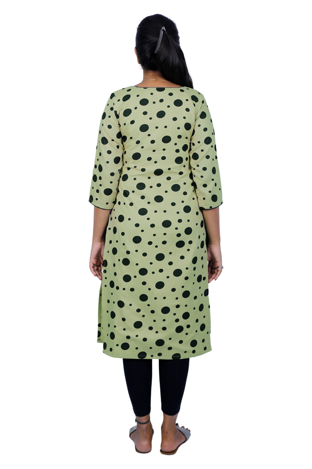 Women Polka Print Straight Kurta (Green) | S3X101