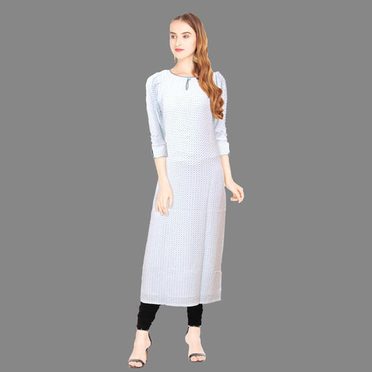 White Straight Cotton Kurta | S3K042