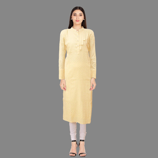 Pale Cream Cotton Straight Kurta | S3K143