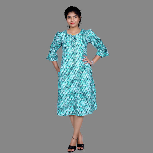 Blue Polka Print One Piece Dress | S3K903