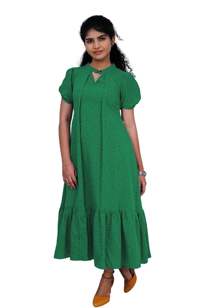 Women polka print green dress | S3K546