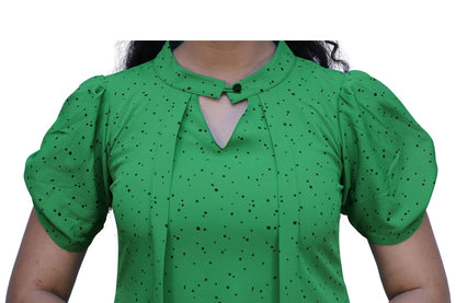 Women polka print green dress | S3K546