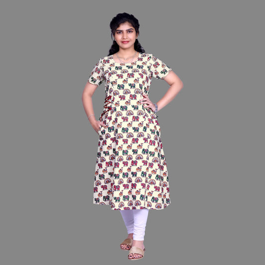 Women Kalamkari A-line Kurta | S3K795