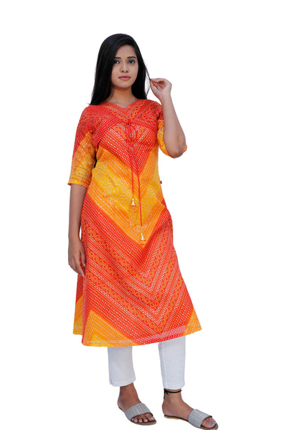 Women Bandhani Print A-line Kurta-S3K548