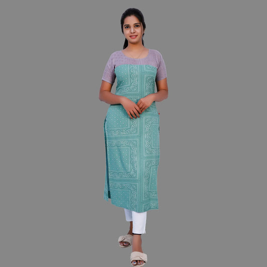 green Straight Regular Kurti |  S3K391