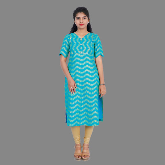 Women Printed Cotton Blend Straight Kurta | S3K320