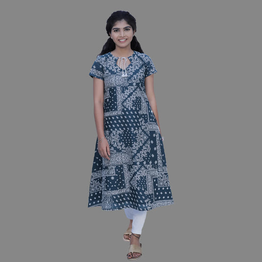 Women Paisley A-line Kurta( Navy Blue) | S3K551