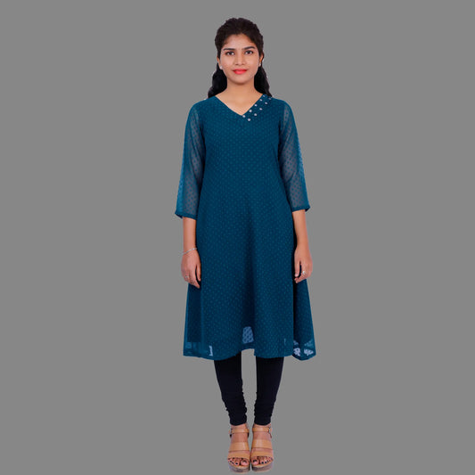 Textured Georgette A-line Kurti | S3K416B