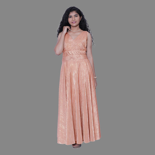 Women straight long frock (peach) | S3G271