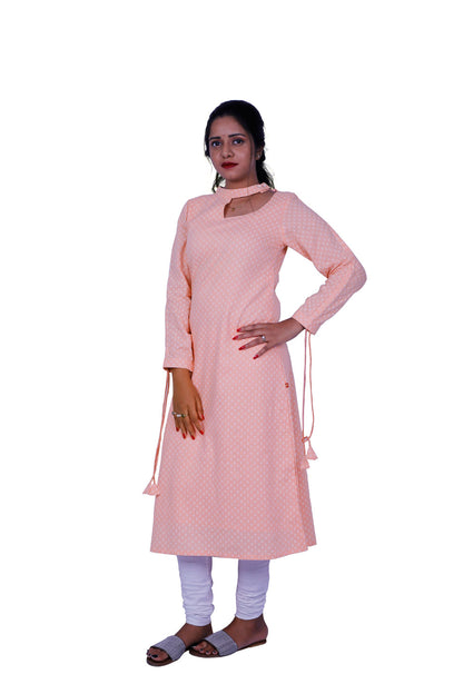 Women Printed A-line Kurta (Baby pink)|S3K131