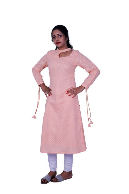 Women Printed A-line Kurta (Baby pink)|S3K131